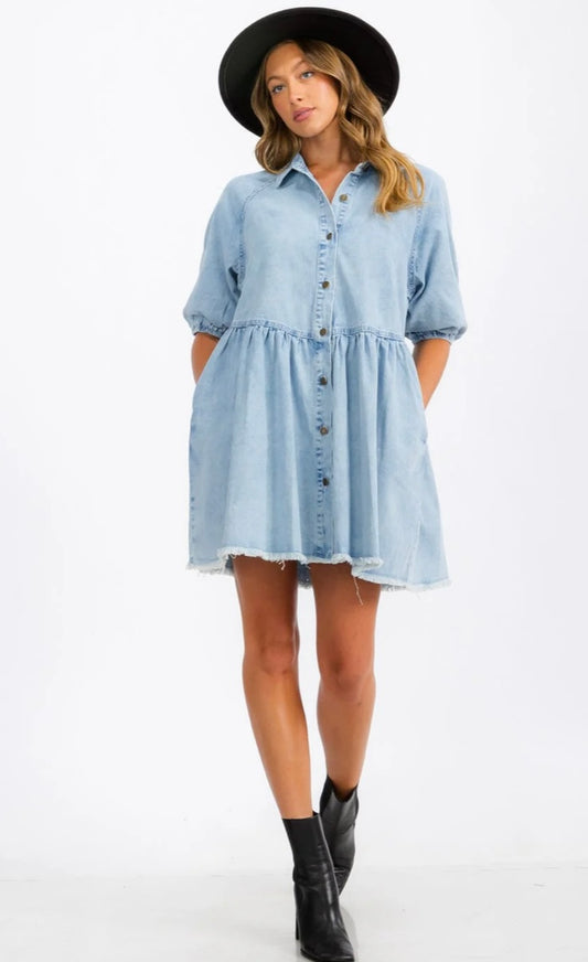 Leah Denim Mini Dress